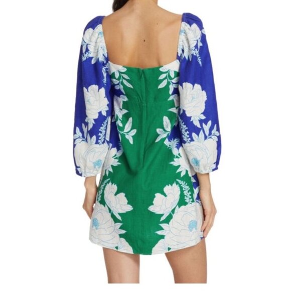 Farm Rio Soft Garden Linen-Blend Tropical Floral Mini Dress Size Small - Picture 3 of 14